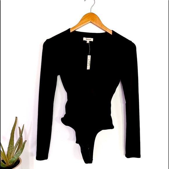 Madewell Tops - MADEWELL black wrap bodysuit NWT